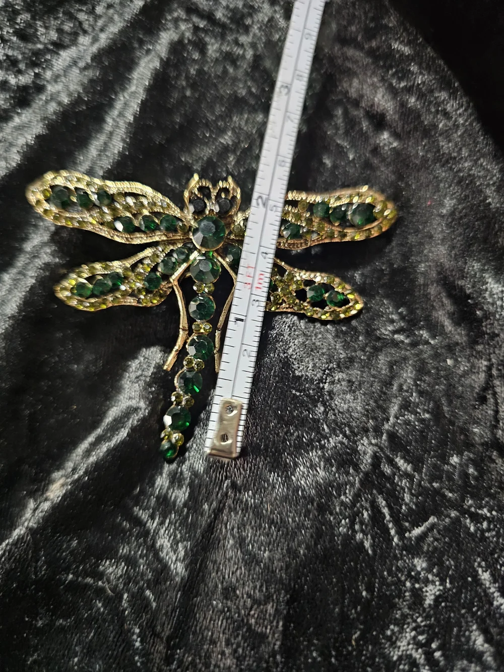Emerald Dragonfly Crystal Brooch - Green